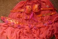 coral/fucia chiffon belly dance costume $400 custom order