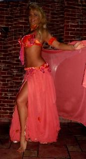 belly dance costume with double layered chiffont skirt 